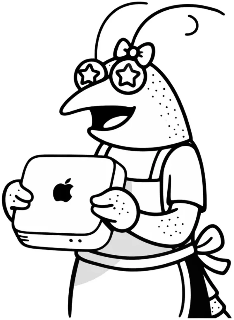 Mac miniを抱える出品者